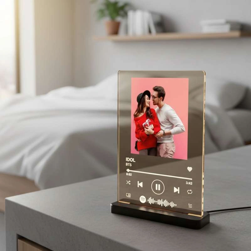 LED Acrylic Sportify Photo Frame With Light Stand - Image 4